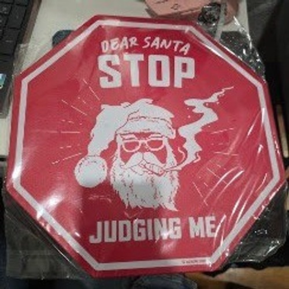 Toothsome Studios Dear Santa Stop Judging Me Metal Sign Christmas Decor 12x12